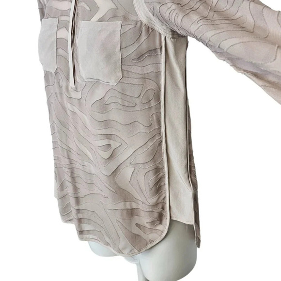 Rebecca Taylor Liger Silk Blend Long Sleeve  Blouse Size 2 in Sleek - Picture 4 of 10